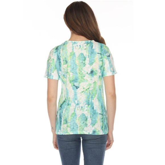 Green cloud Printed Mesh Top - Picture 5 of 5